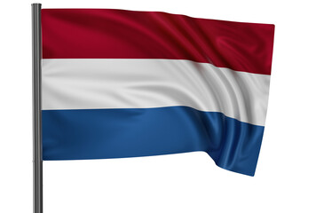 Fototapeta na wymiar Netherlands national flag, waved on wind, PNG with transparency