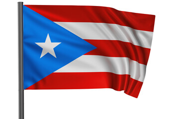 Puerto Rico national flag, waved on wind, PNG with transparency