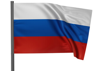 Russia national flag, waved on wind, PNG with transparency