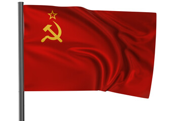 USSR, Soviet flag waved on wind, PNG with transparency