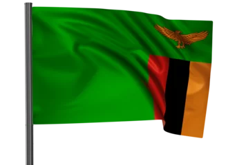 Foto op Aluminium Zambia national flag waved on wind, PNG with transparency © iuneWind