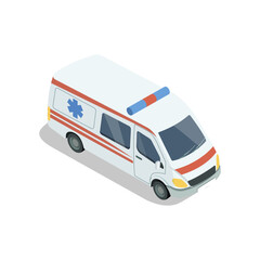 Ambulance car isometric 3D element. Motor transportation icon, urban and countryside traffic icon vector illustration. © Alfazet Chronicles