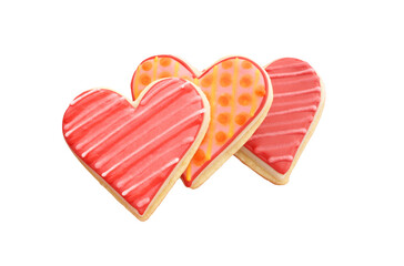 Three heart cookies  isolated on transparency photo png file 