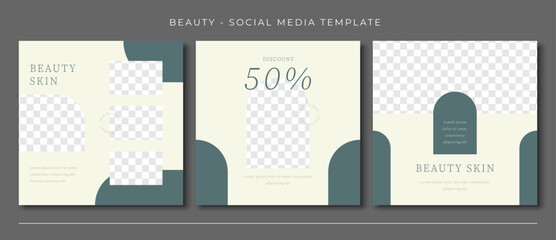 beauty skin spa minimalist social media post template design, event promotion banner vector square