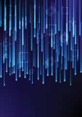 Abstract background Line Light trails fall from above with empty space below.