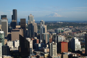 Mt. Rainier and downtown Seattle.  