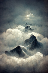 clouds over the mountains