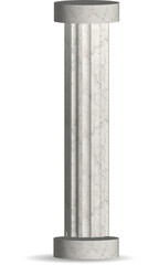 3D Realistic White marble pillar column isolated on white background.
