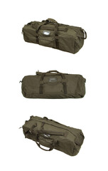 Green sport bag isolated on white background. Travel bag. Military bag, military backpack  isolated on white back.