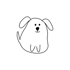 Cute dog. Hand drawn character. Black outline. Vector illustration.