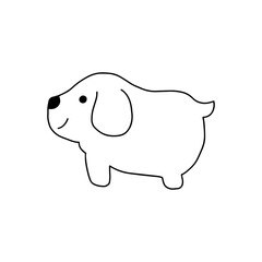 Cute puppy. Hand drawn dog character. Black outline. Funny doggy isolated on white background. Vector illustration.