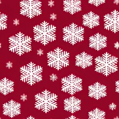 Simple childlike Christmas seamless pattern with geometric motifs. Snowflakes,  circles with different ornaments. Retro textile or wrapping paper design.