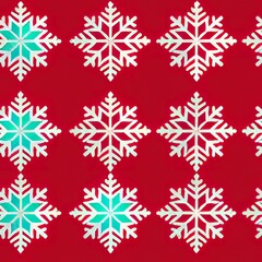 Naklejka na ściany i meble Simple childlike Christmas seamless pattern with geometric motifs. Snowflakes, circles with different ornaments. Retro textile or wrapping paper design.