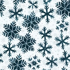 Fototapeta na wymiar Simple childlike Christmas seamless pattern with geometric motifs. Snowflakes, circles with different ornaments. Retro textile or wrapping paper design.