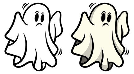 Cute boo, Halloween scary ghostly monsters, Cute cartoon spooky character, flat Halloween ghost, Isolated vector illustration, Funny Halloween,