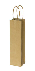 brown paper bag for wine bottles isolated with clipping path for mockup
