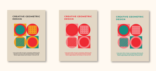 Modern abstract covers set, minimal covers design. Colorful geometric background, vector illustration.