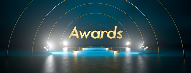 Awards background stage. Circle Round Ring. Corporate. 3d rendering