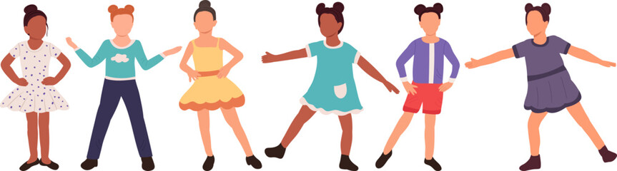 dancing children on white background isolated vector