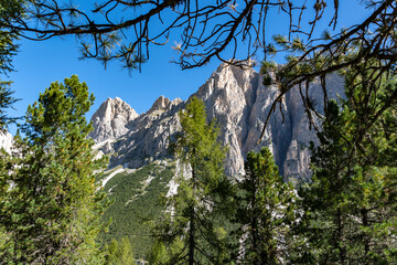landscape of the dolomites in the surroundings of vajolet