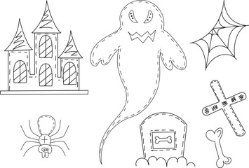 ghost, halloween sketch ,outline isolated vector