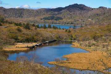 Fototapeta na wymiar View of Mount Akagi, Kakumambuchi Marsh and Onuma, Gunma, Japan