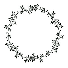 Minimalism floral wreath, branch and leaves. Template for logo, labels, branding business identity, wedding invitation