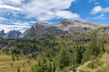 landscapes of the dolomites around cinque torri