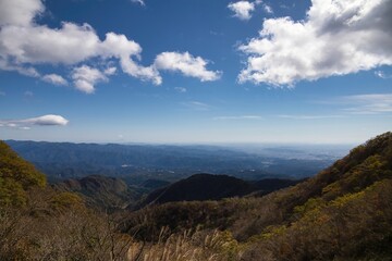 Obraz na płótnie Canvas The mountains and Maebashi city to see from Mt. Akagi of the late fall, Gunma, Japan