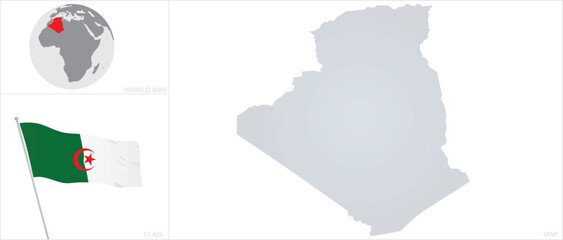 Algeria  map and flag. vector 