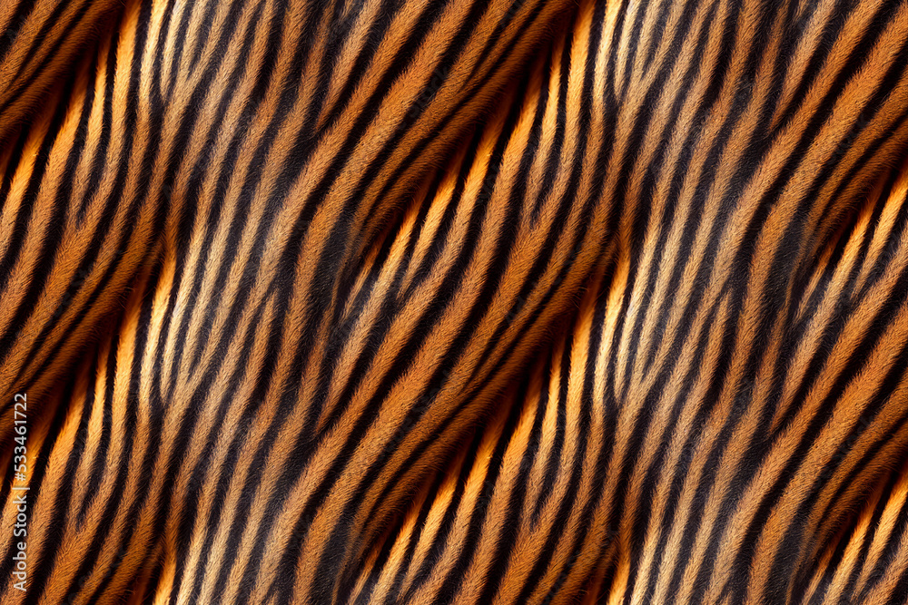 Wall mural Seamless pattern illustration. The skin texture of the tiger.