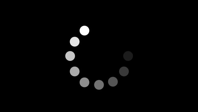 Loading circle icon animation on black background.