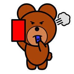 クマ　レッドカード　退場　失格　ホイッスル