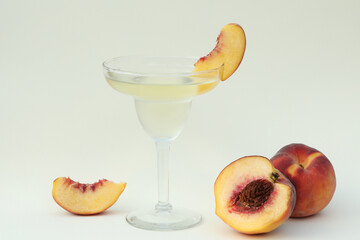 wine glass with cold fruit cocktail with copy space 