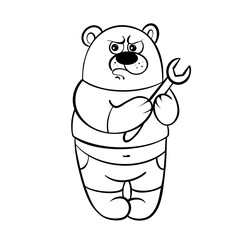 Bear coloring book isolated black outline on white background