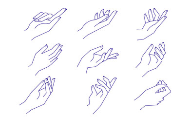 Mystic palm hands vector linear drawing. Line vector illustration. Aesthetic simple design.