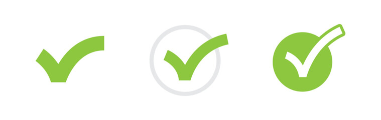 Check mark icons. Green tick approval. © Matias