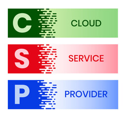 CSP - cloud service provider. acronym business concept. vector illustration concept with keywords and icons. lettering illustration with icons for web banner