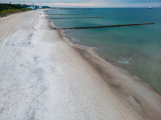 breakwater. view from drone. Hel Penisula - 533465506
