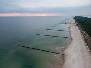 breakwater. view from drone. Hel Penisula - 533465508