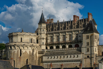 Fototapeta na wymiar Amboise medieval castle or chateau and bridge on Loire river. France, Europe. Unesco site