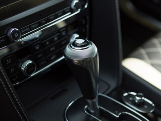 gear shift lever in a powerful modern car