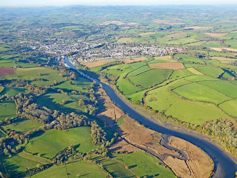 Aerial view of the River Dart in Devon	
