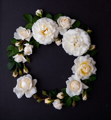 Lots of White Roses on Black Background