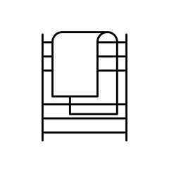 Heated towel outline vector black icon. EPS 10.... Towel dryer for bathroom sign. Modern interior... Equipment for home. Heater rack electric radiator. Illustration on white backgraund. Simple towel.