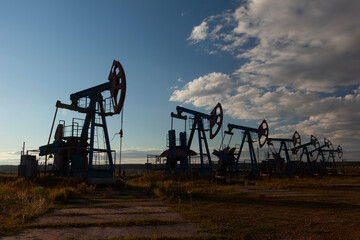 oil pumps against the sky.