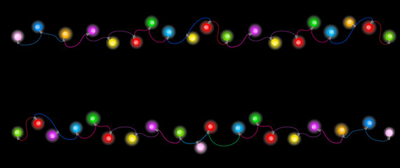 Vector illustration of chains of multicolored lights.
Free space for your design.
