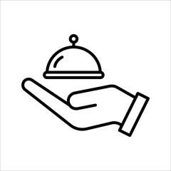 Fototapeta premium Closed food tray in hands hotel room service icon