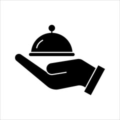 Fototapeta premium Closed food tray in hands hotel room service icon