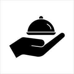 Fototapeta premium Closed food tray in hands hotel room service icon
